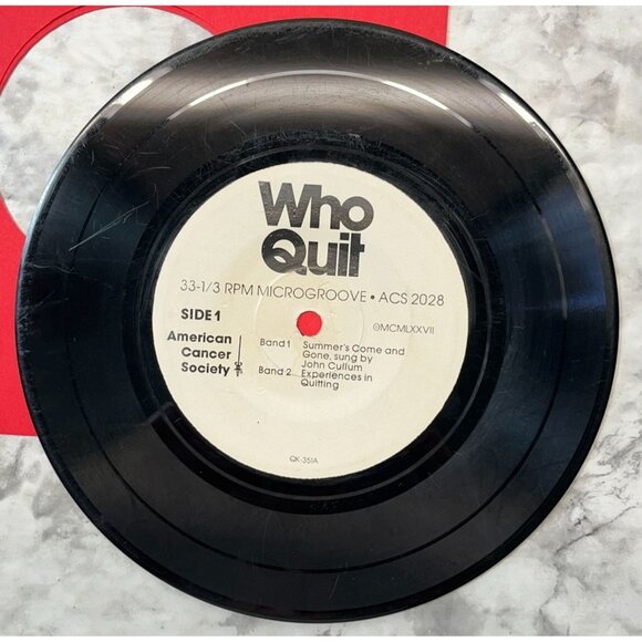 American Cancer Society Who Quit Compact 33 Record 1977  Novelty Microgroove - Picture 4 of 6